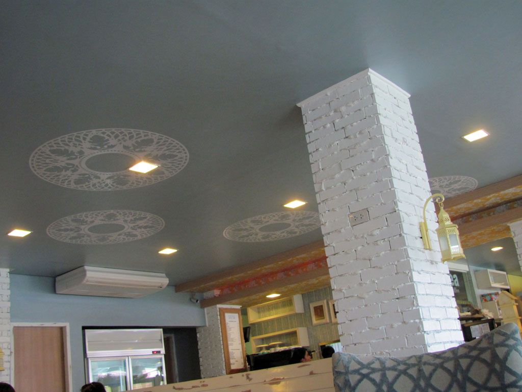 Cute decors on the ceiling.