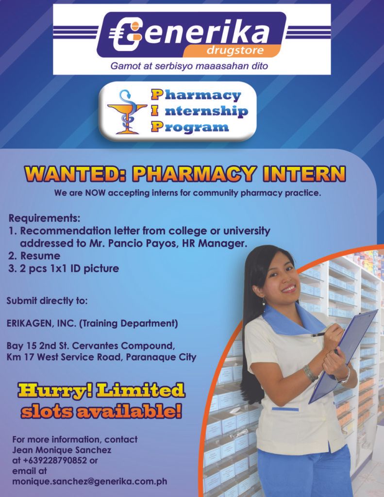 Generika's Community Pharmacy Internship Program Poster (October 2011)