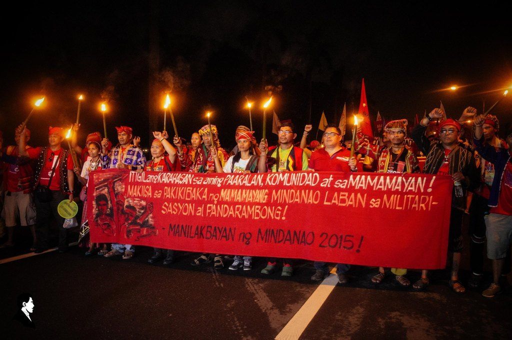 Members of the UP community greet the Lumads who took part in this year's Manilakbayan. Photo by Tessa Barre. #StopLumadKillings