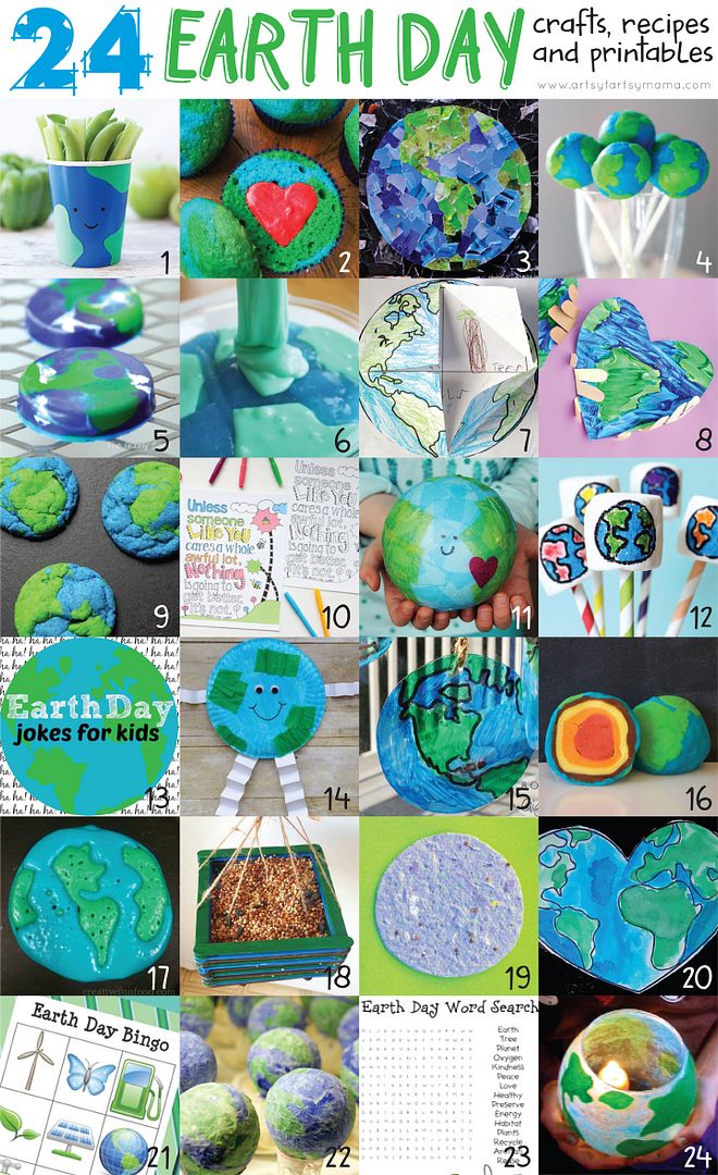 24 Earth Day Crafts, Recipes and Printables at artsyfartsymama.com