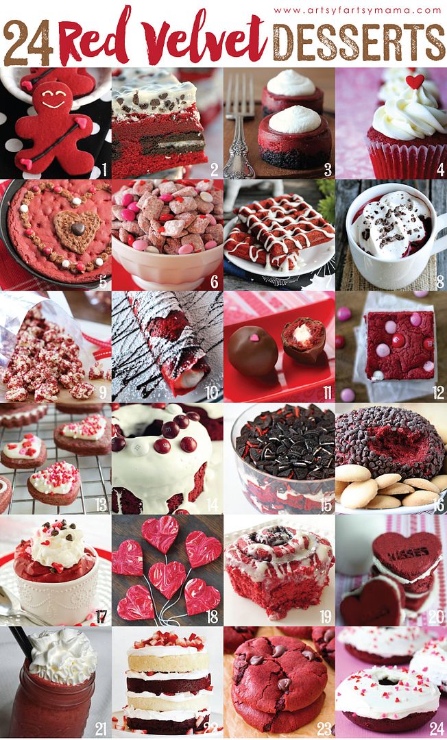 24 Red Velvet Dessert Recipes at artsyfartsymama.com