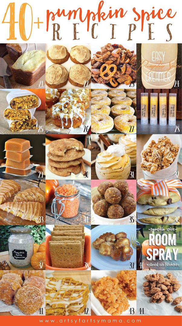 40+ Pumpkin Spice Recipes at artsyfartsymama.com