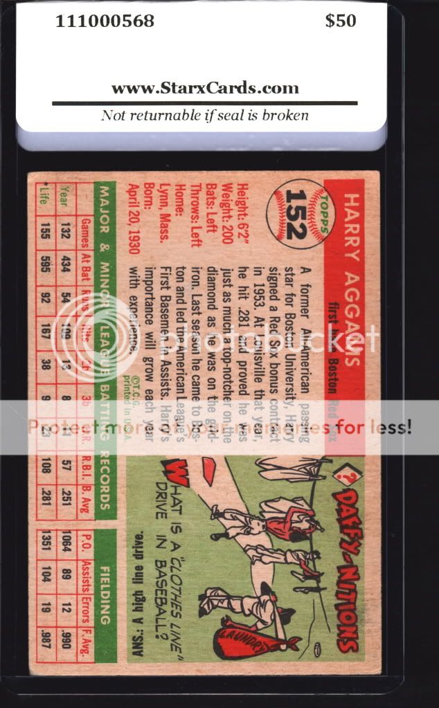 1955 Topps Baseball #152 Harry Agganis RC (Red Sox) STX 5 EX  