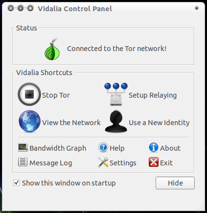 Vidalia control panel