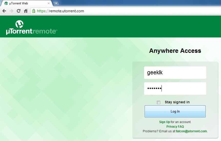 utorrent web login