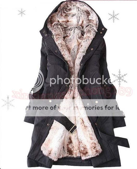 Neu Damen 2in1 Winter Kunstfell Futter JACKE Trench Mantel mit Kapuze