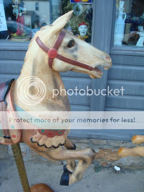 Vintage Large Carved Carousel Wood Striding Horse Hand Painted  