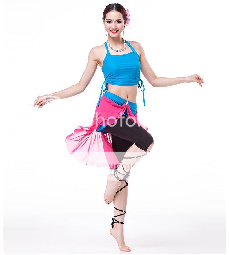 NEW Belly Dance Costume Adjustable Tank Top & Hip Scarf Skirt 2pcs set ...