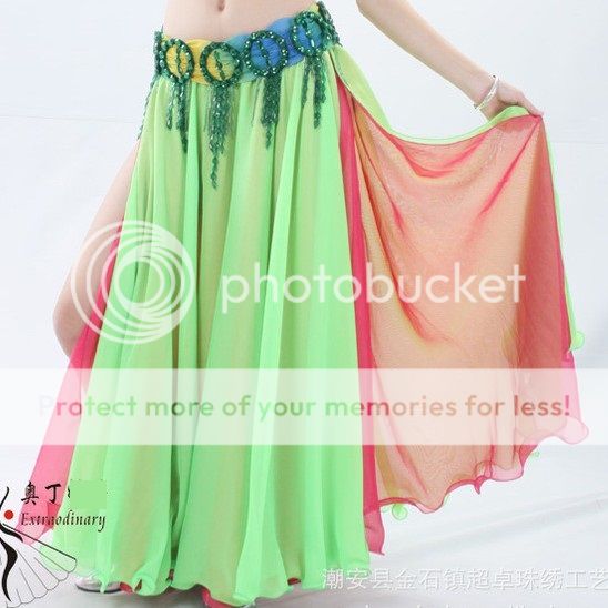 10 color Chiffon double layers two side slits Long Skirt Belly Dance ...